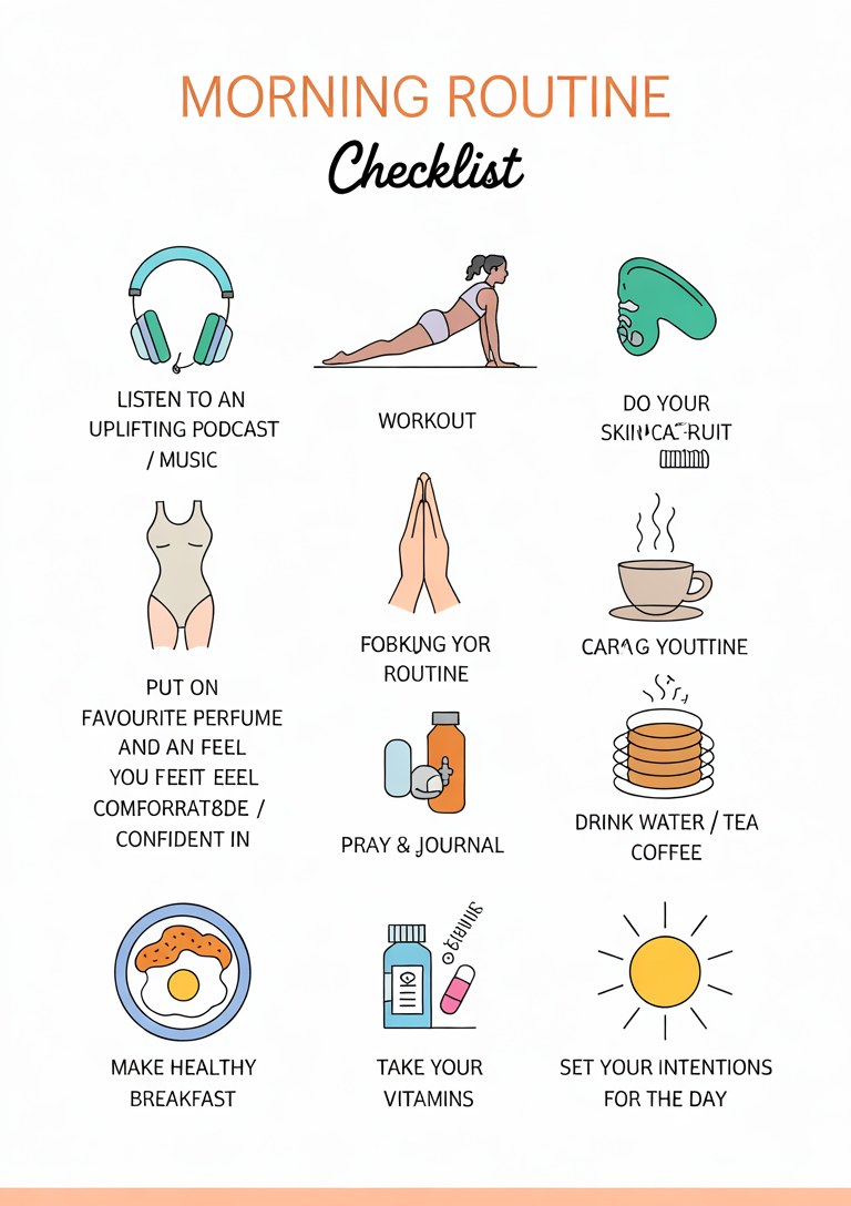 Self Care Morning Routine Checklist Printable for Mental Health