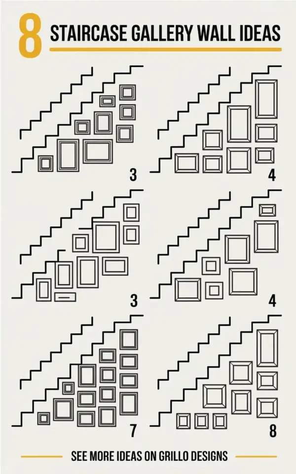Avoid this common staircase gallery wall mistake with 8 layout ideas
