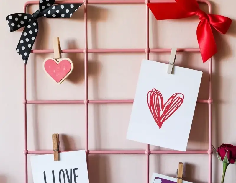Budget DIY Wall Grid Display for Valentine's Day | Cute Pink Metal Grid Ideas