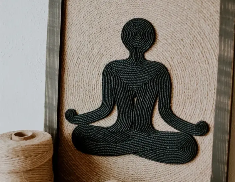 Zen Rope Art | Handmade Spiral Meditation Figure in Dark Wood Frame